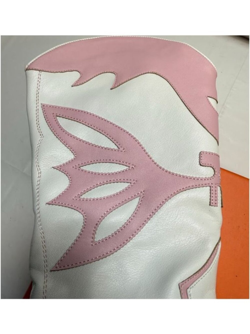 LCQ Womens Western Cowgirl Boots Knee High White & Pink Butterfly Size 7 NEW - Picture 3 of 5